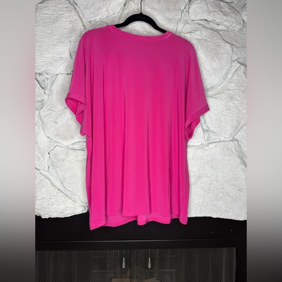 Anne Klein | Women’s Hot Pink Short Sleeve Knit Blouse w/Stretch, Size 2X - Picture 7 of 13